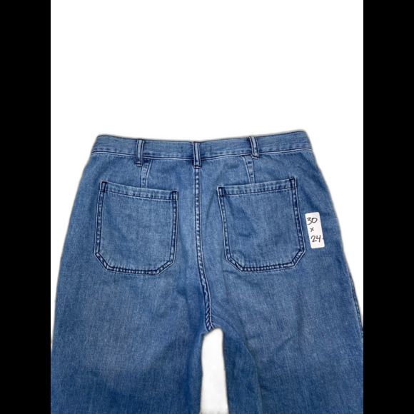 We The Free High-Rise Wide Leg Pleated Cropped Blue Wash Size 30 - Picture 3 of 9